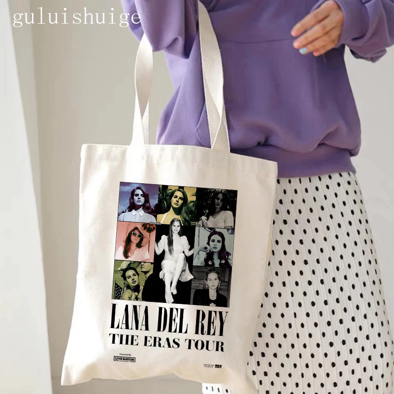 Shopping Bag Lana Del Rey Ldr Graphic Tote Harajuku Shopper Bag Women Canvas Shoulder Bag Female Anime Manga  Eco Large-capacity