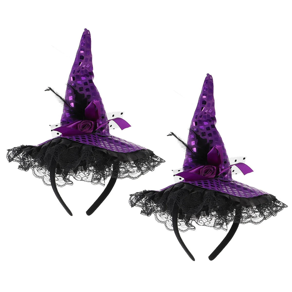 2 stuks Halloween heksenhoed haar hoepel kostuum accessoires lichtgewicht hoofdband partij haaraccessoires voor kinderen volwassenen