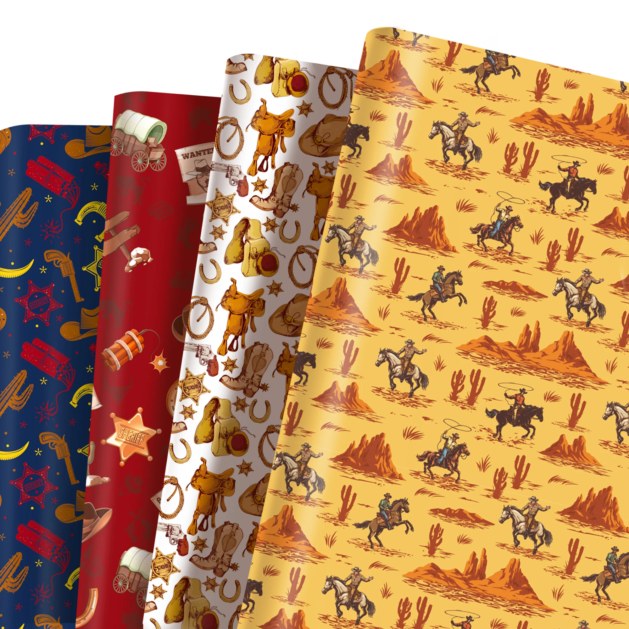 12pcs Wild West Cowboy Birthday Gifts Wrapping Papers Wrapping Decoration Tissue Baby Shower Party Crafts Presents Packing Paper