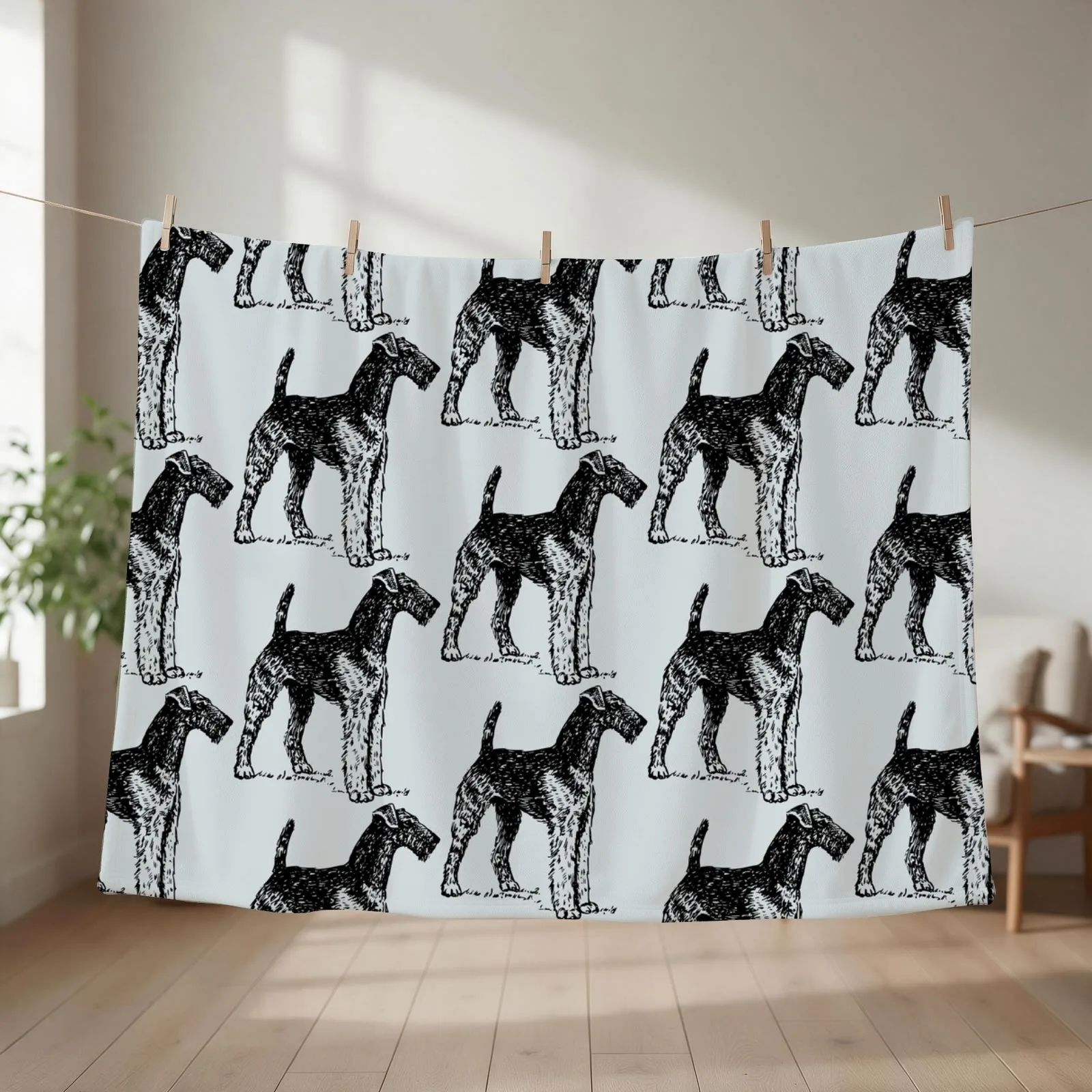Airedale Terrier Throw Blanket couch cozy soft plush fuzzy picnic outdoor blanket