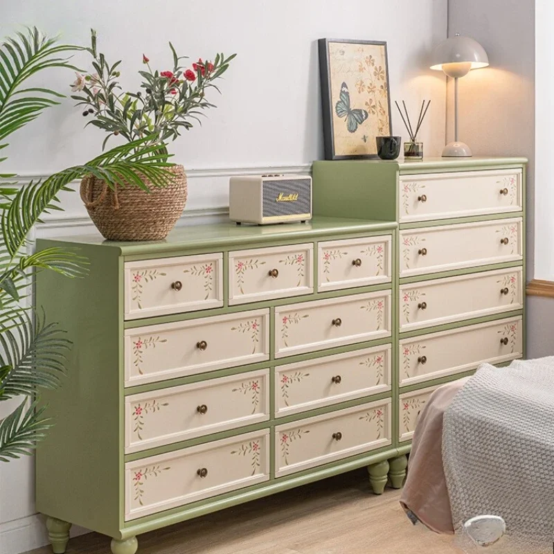 Storage cabinet retro painted nine bucket cabinet bedroom bedside cabinet combination