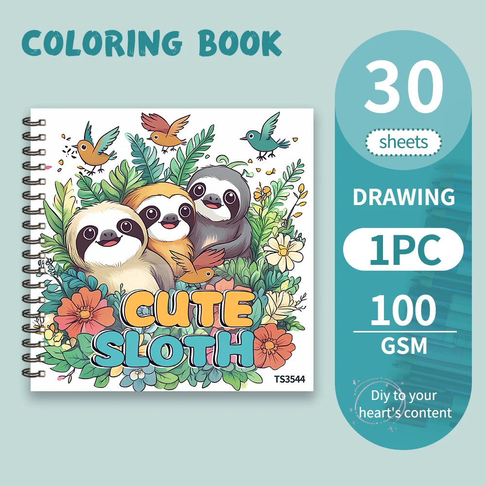 

Книжка-раскраска ленивца — 30 листов книжки-раскраски для взрослых, 100 г/м2,3x8,3 дюйма, книга для рисования, подарок на день рождения, подарок на праздничную вечеринку