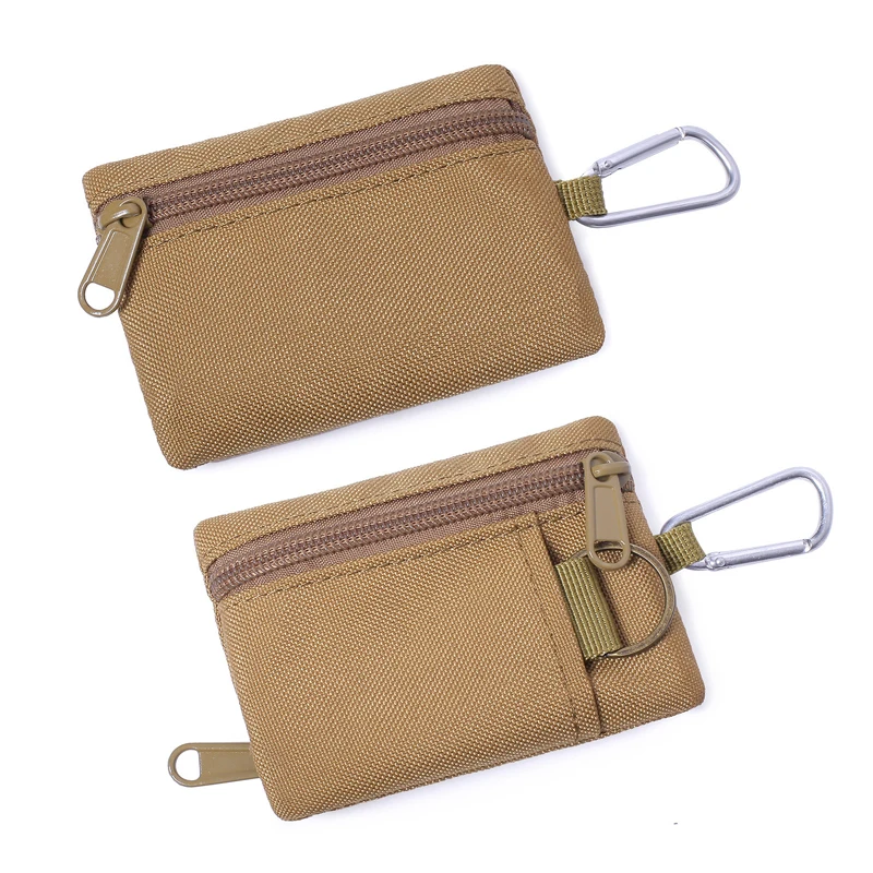 Outdoor Small Waist Pouch Key Wallet Mini Portable Key Card Case Travel Zipper Belt Bag Tactical Purse Coin Purse With Carabiner