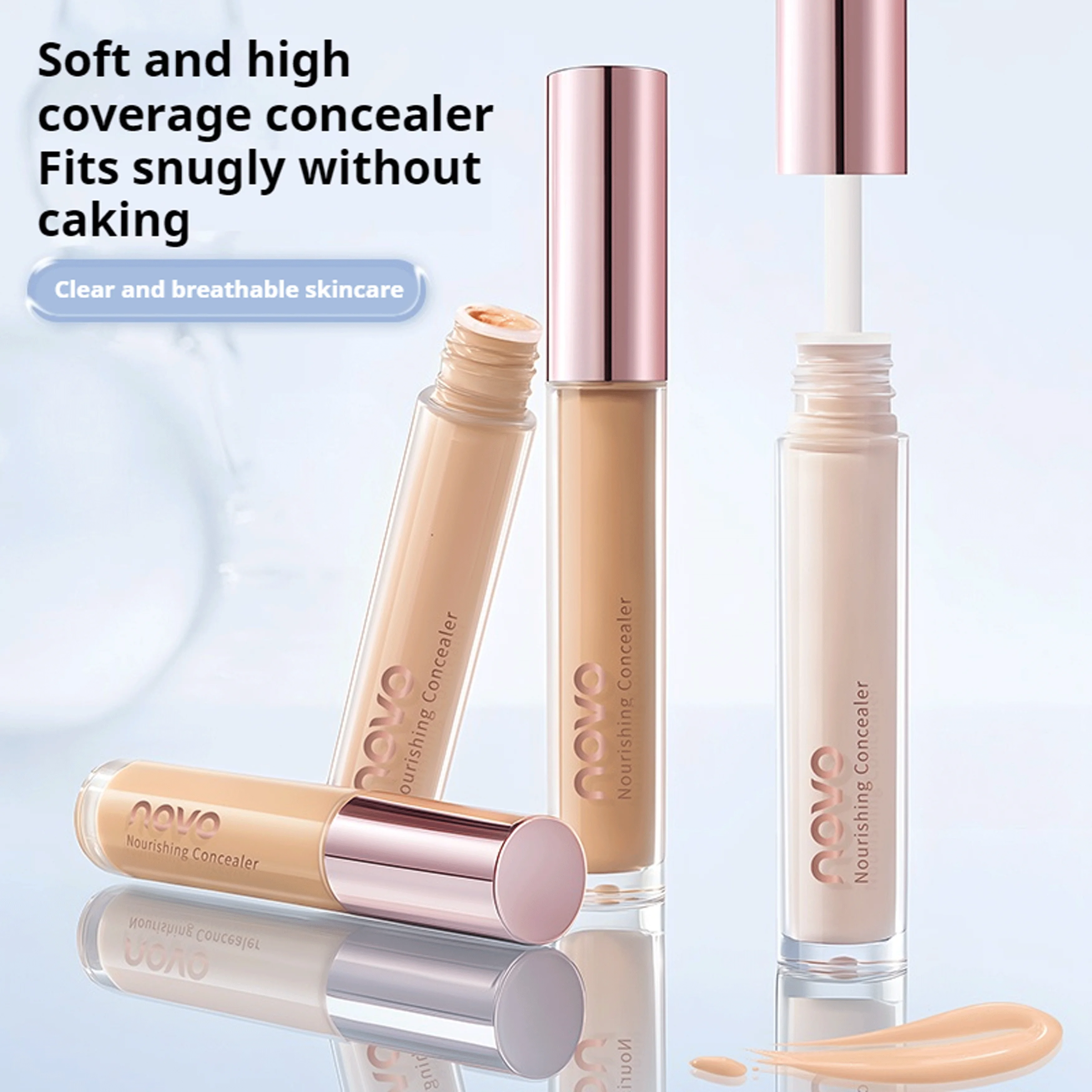 NOVO Korektor i serum rozświetlające koryguje koloryt skóry, kryje niedoskonałości, modeluje kontury twarzy.