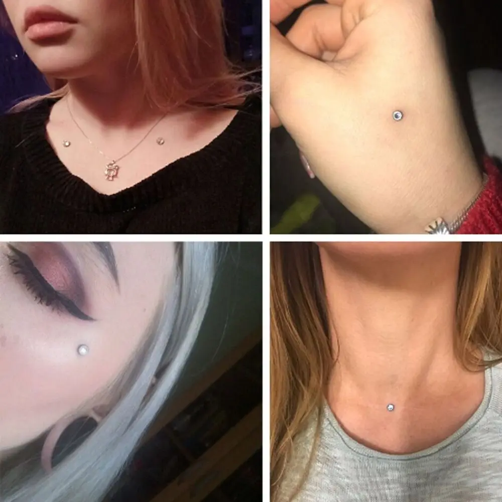 Stainless Steel Body Piercing Tool Acrylic Nose Stud Dermal Puncher Catheter Gauge Ear Stud Dermal Piercing Tool Skin Piercing