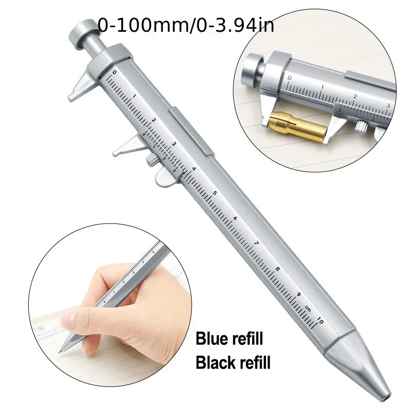Creative plastic vernier caliper type ballpoint pen multi-purpose gift measuring scale 0-100mm