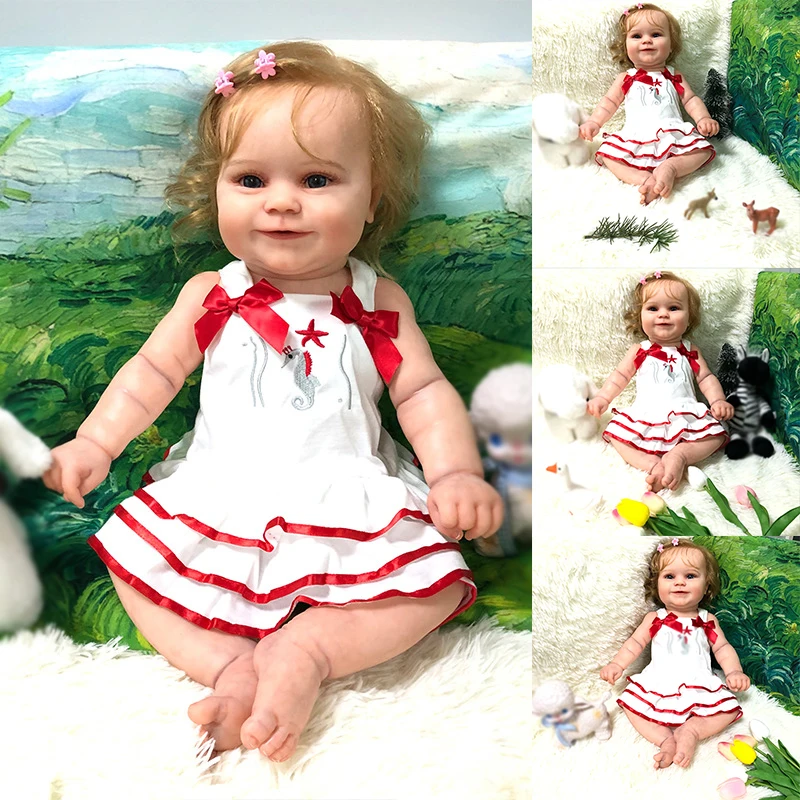 55CM Full Body Silicone Reborn Baby Doll Girl Toddler regalo di bambola fatta a mano di alta qualità