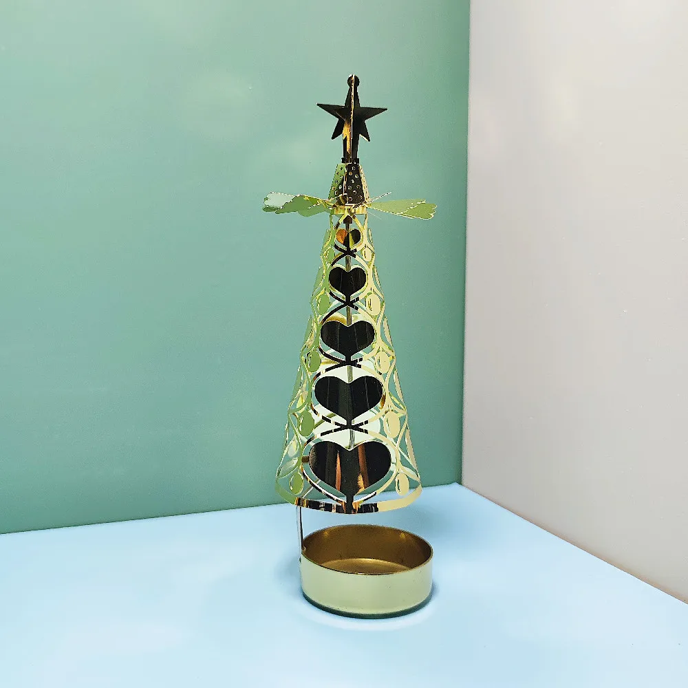 INS Creative Christmas Gift Aromatherapy Cone Light and Shadow Romantic Rotating Candlestick Marquee