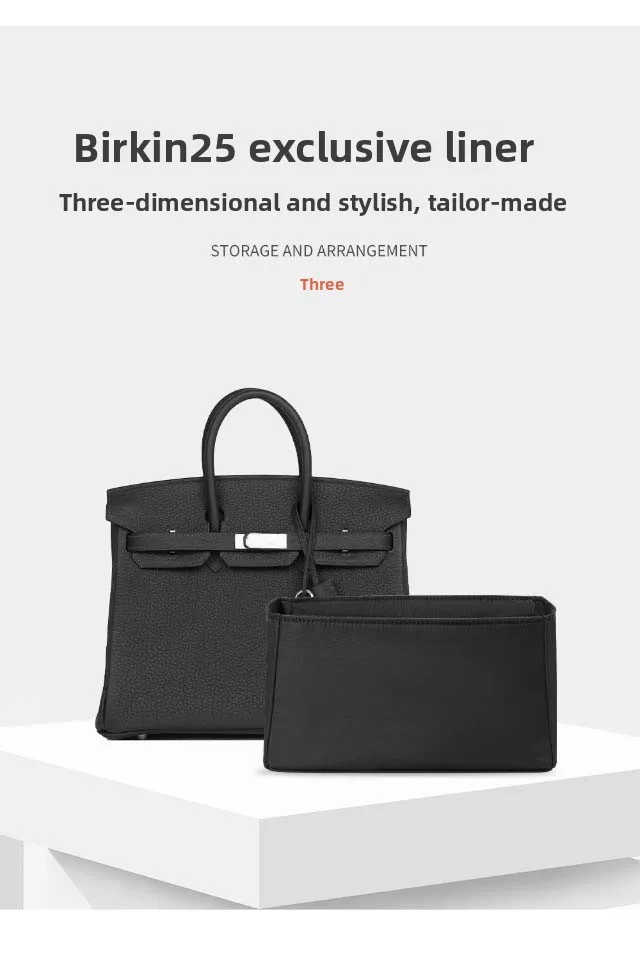 Bag Organizer Insert for Birkin 25 Nylon Storage Platinum Bag Support orderly Storage Neat Inner Modification Bag Accessories
