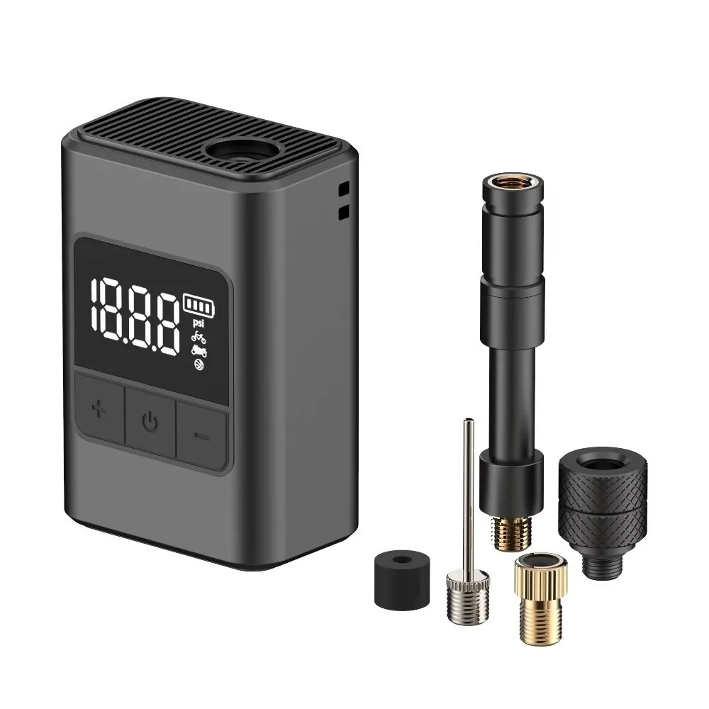 Mini Electric Bike Pump 1300mAh USB-C Rechargeable Electric Bicycle Air Pump 120PSI High Pressure Inflator Bike Accessories
