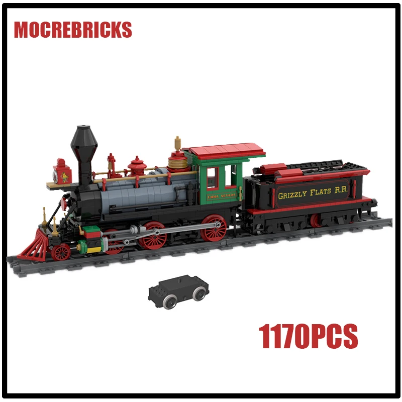 MOC-48524 Grizzly Flats Retro Steam Locomotive Model Building Blocks Museum Collection Bricks Toys Children's DIY Christmas Gift