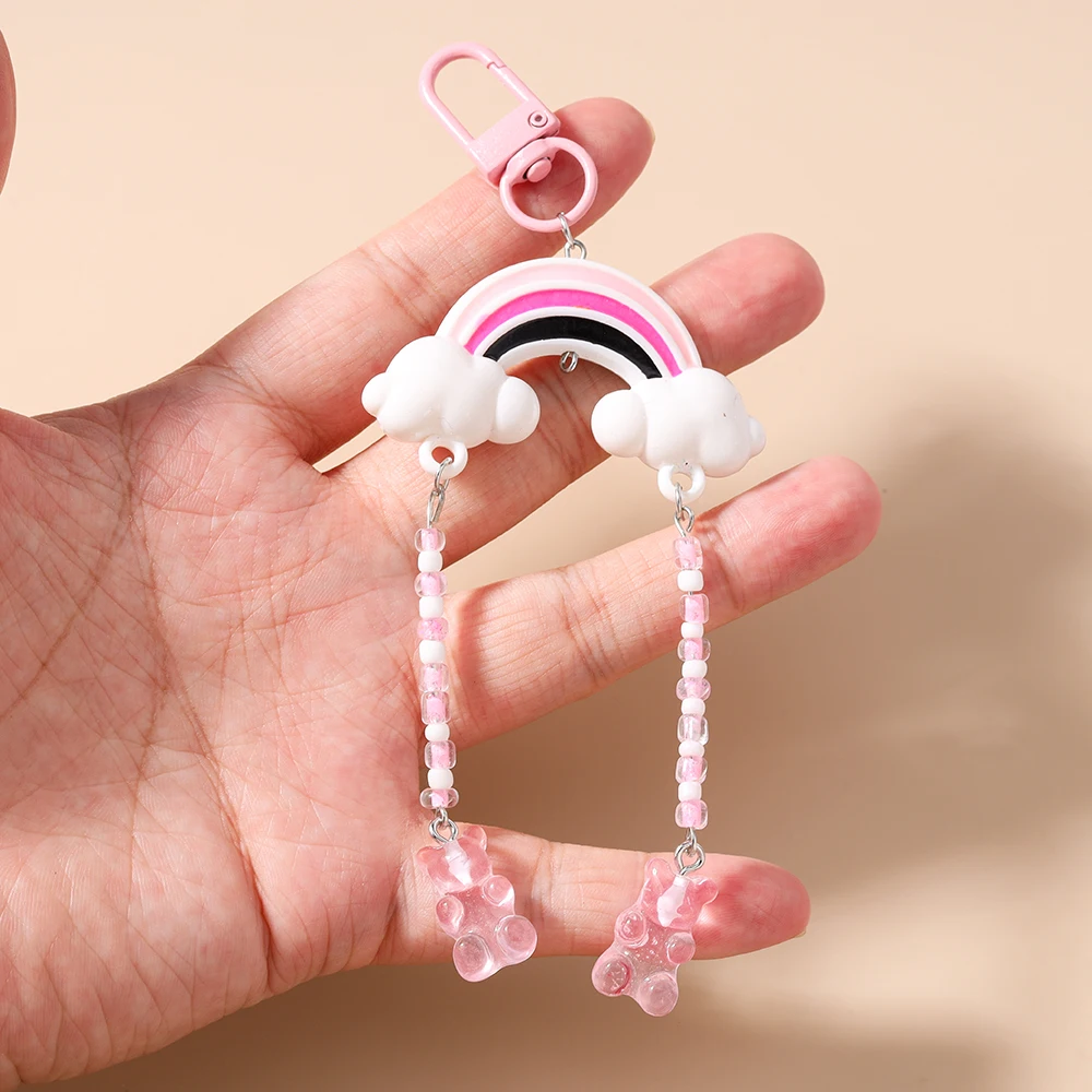 Aihua Acryl Bunter Bären-Regenbogen-Schlüsselanhänger für Damen, Modische Handtaschen- und Autoschlüsselanhänger, Mädchen- und Kinder-Neujahrs-Schmuckgeschenke – Detail 5
