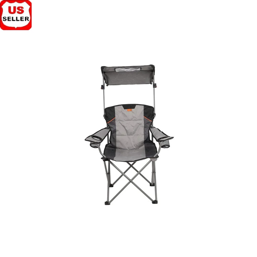 Folding Canopy Camping Chair with Shade and Cup Holder Portable Dog Bed 300lb Capacity Easy Assembly Mesh Ventilation Compact