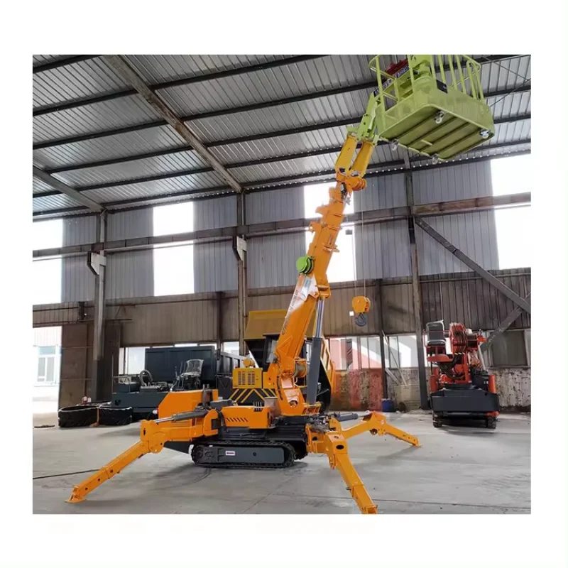 3t 5t 8t Hydraulic Spider Crane Telescopic Boom Folding Spider Crane Mini Diesel Engine Lift Crawler Drive Mobile Spider Crane