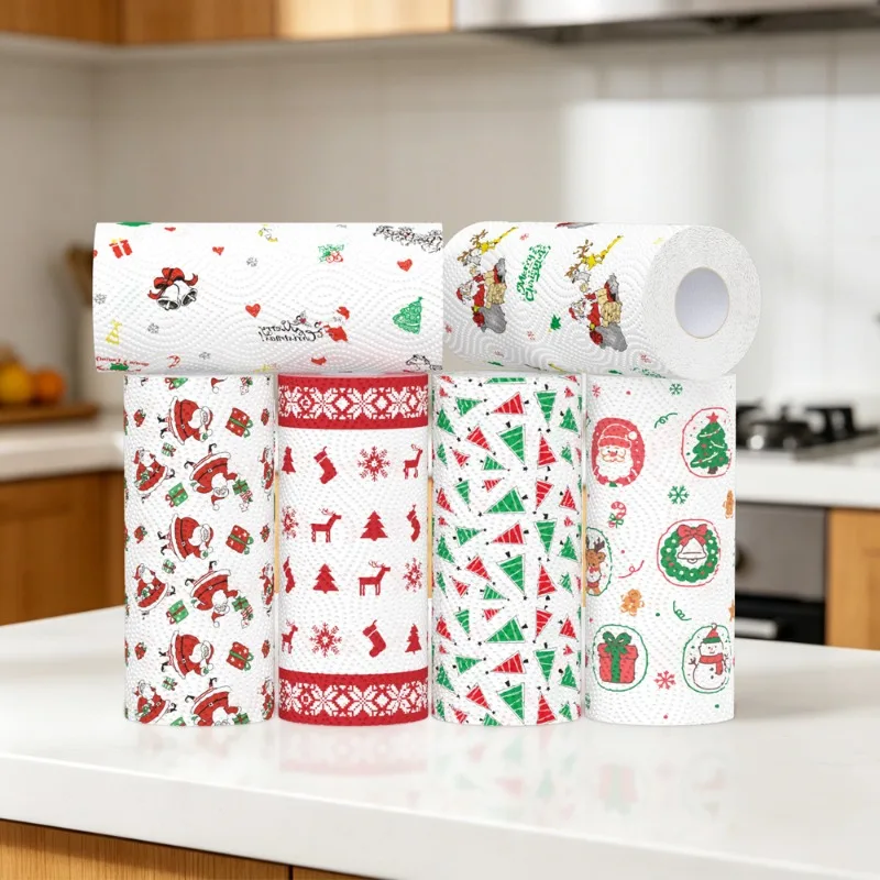 2/3pcs Christmas Toilet Paper Roll, Cute Random Pattern Novelty Napkin Roll, Thickened Fun Bathroom Tissue for Home Party Decor