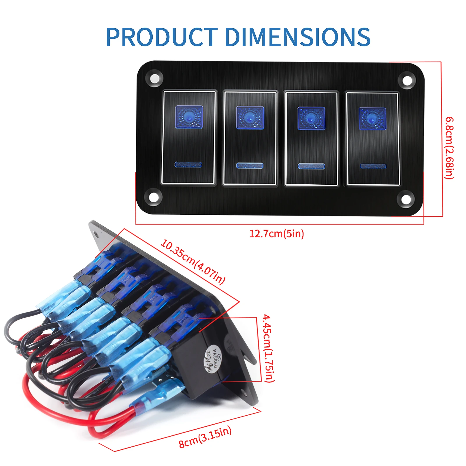 Rocker Switch Panel 12V 24V Waterproof on-Off with Sticker Set 12v Control Panel Universal Car Boat Switch Panel