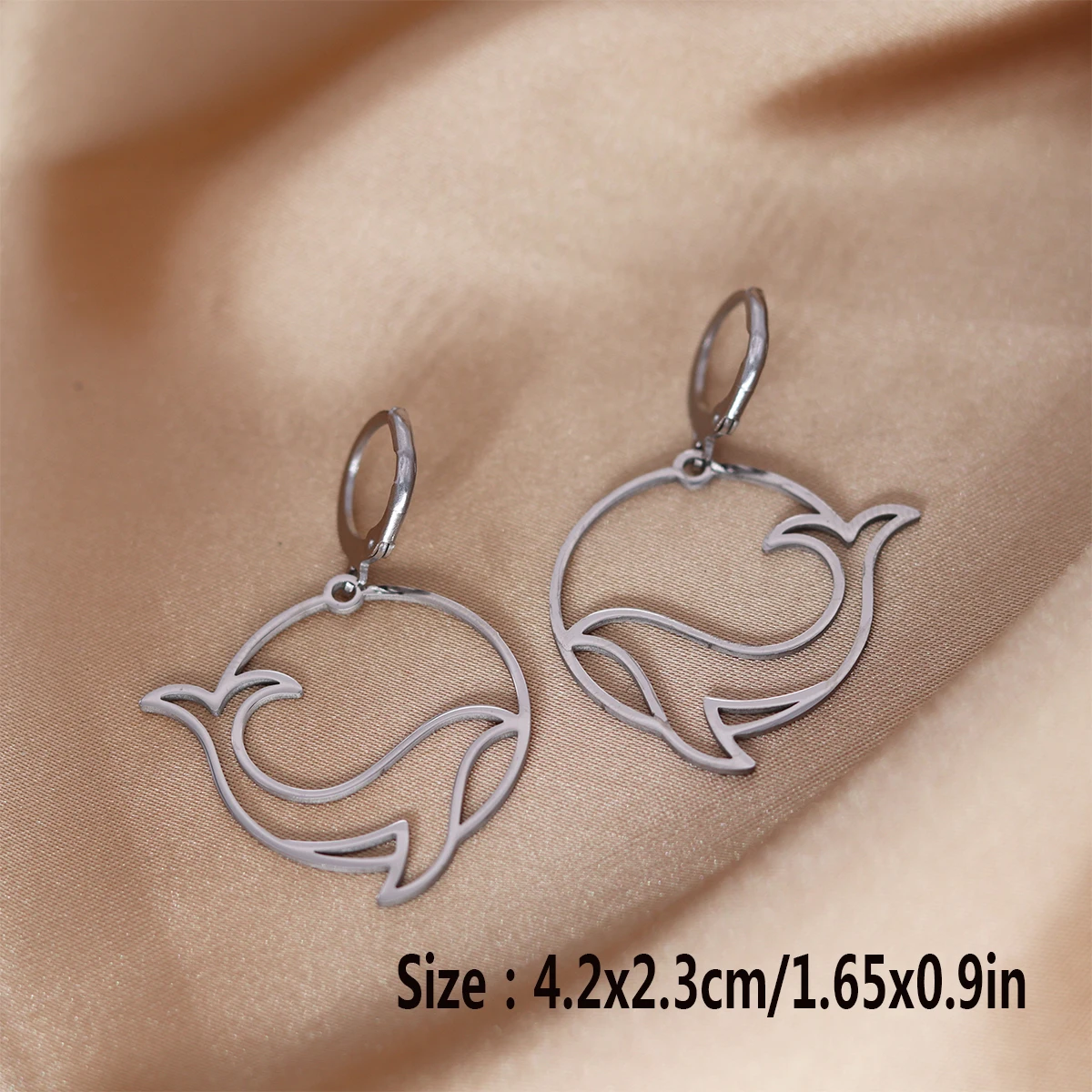 Kinitial Stainless Steel Ocean Sea Whale Drop Earrings For Women Jewelry Minimalist Bohemia Earrings Gift