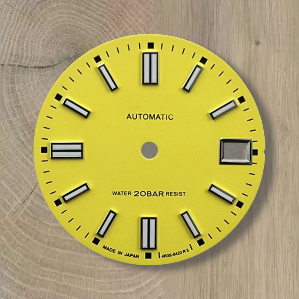 28,5 mm S Logo NH35 quadrante quadrante opaco adatto al movimento NH35 C3 forte verde luminoso giorno solo NH35 accessori per la modifica dell'orologio