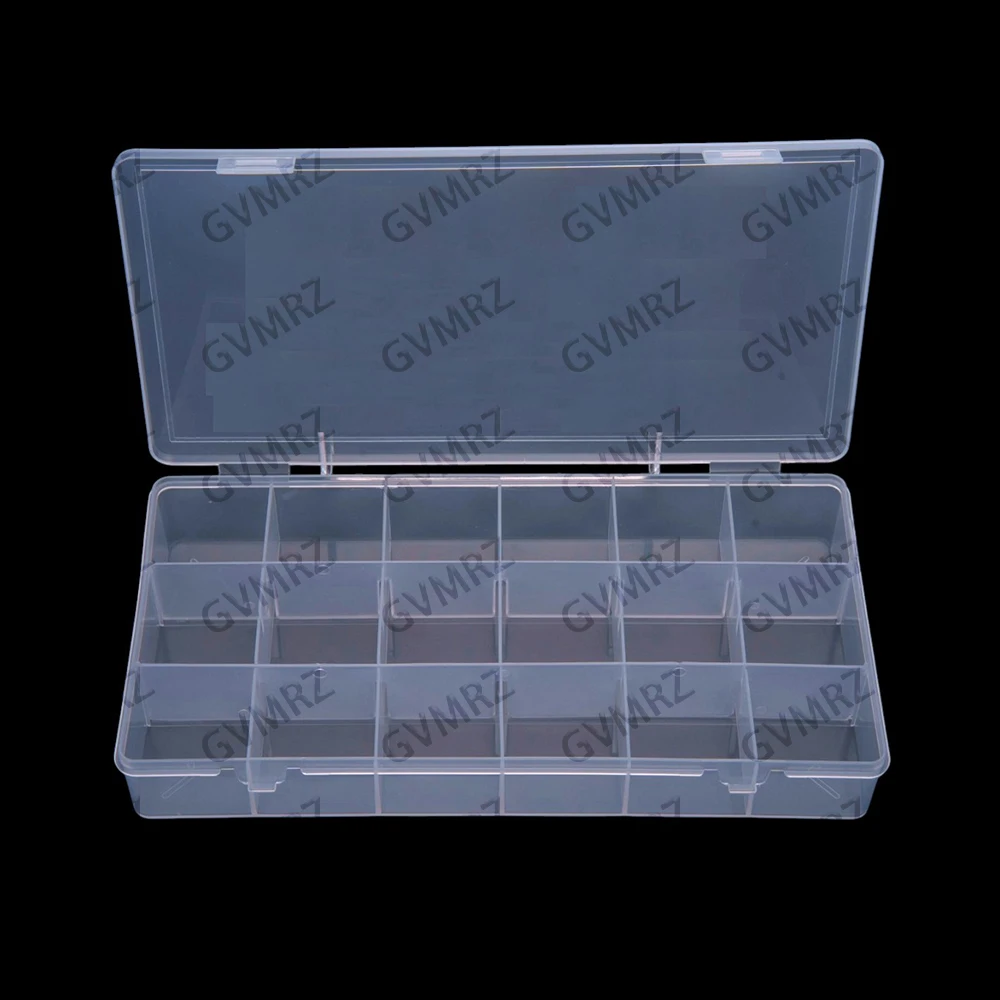 18 compartments 21x10.7x3mmTransparent detachable plastic storage box for hardware components Electronic component box  21x10.7