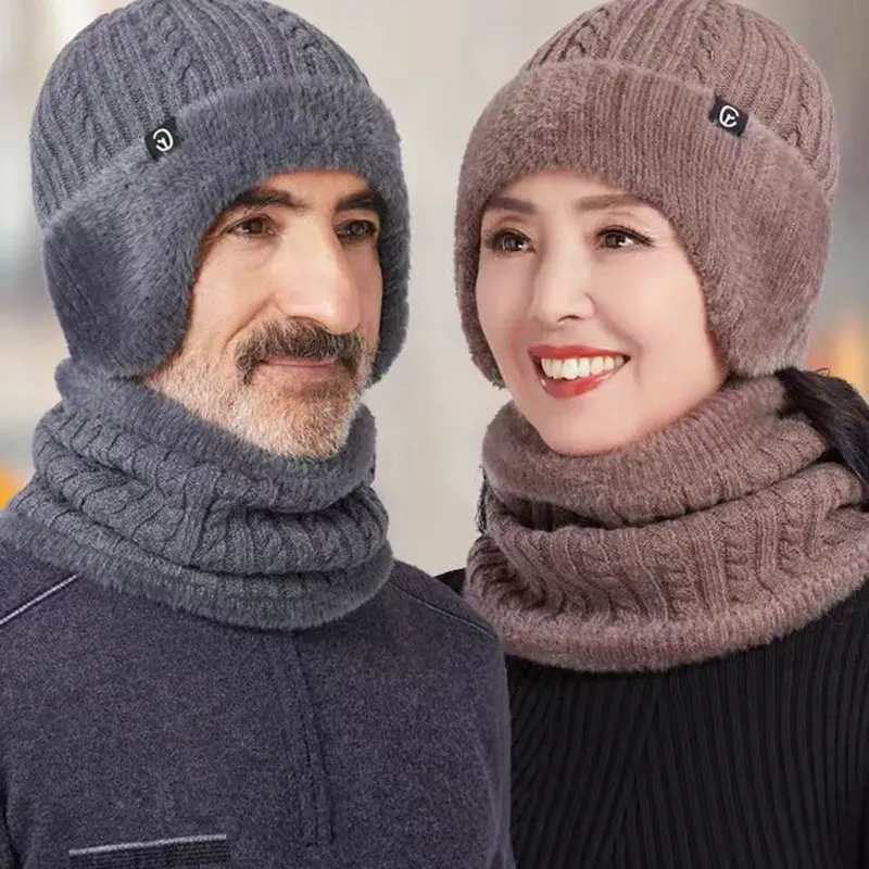 Moda macia de malha pele de raposa pescoço mais quente esporte cachecol chapéu conjunto para homens mulheres chapéu de equitação ao ar livre gorros