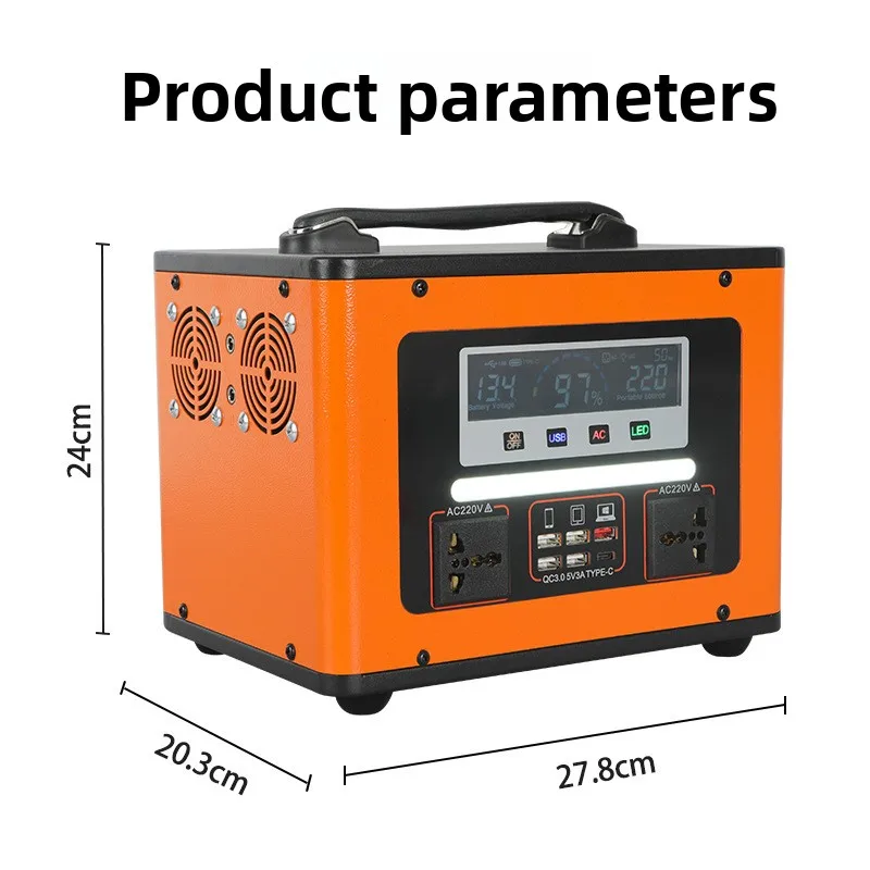 

600W 220V 600Wh Portable Power Station Solar Charging Emergency Backup Power Bank for Outdoor Camping Home Use RV Travel Fishing
