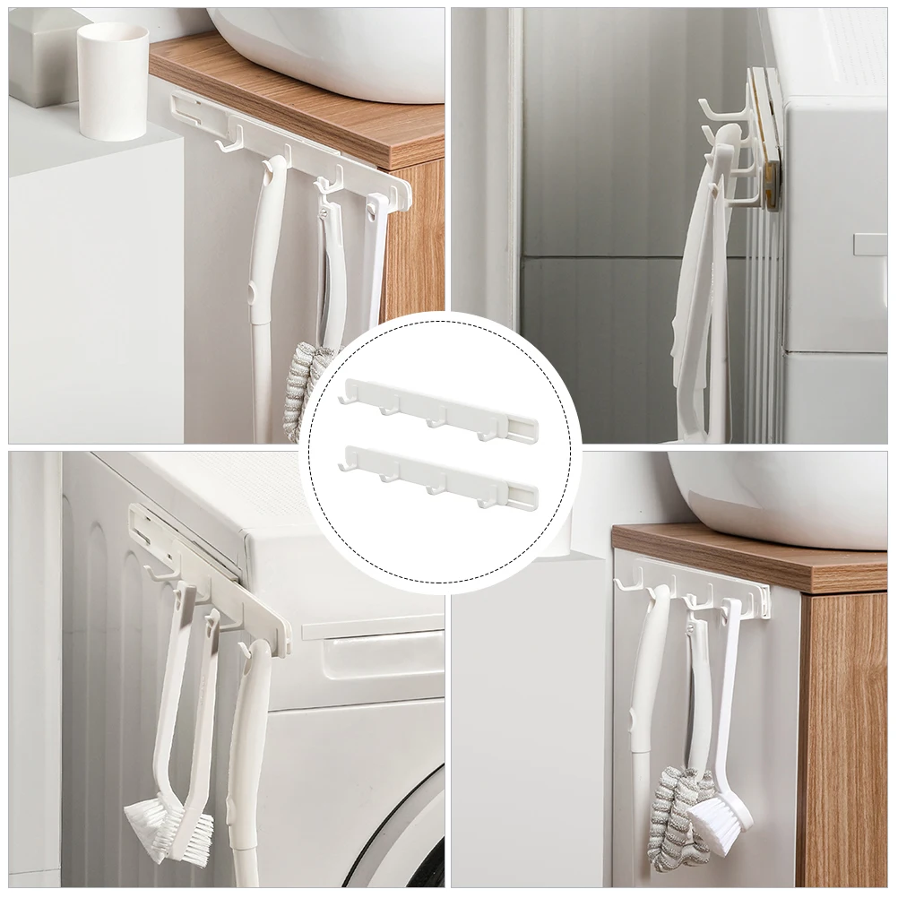 

2pcs Plastic Hooks Door Back Pull-Out Storage Hanger Bathroom Home Room Organizer Nail-Free Sundries Hook Cabinet Gap Hanger