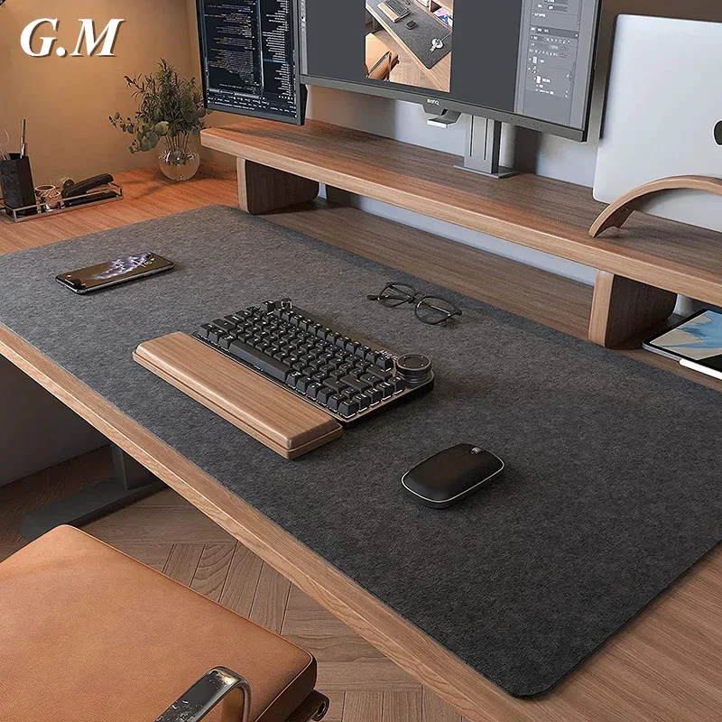 Solid Color Soft Breathable Computer Desk Mat Wool Felt Laptop Anti-Slip Mats Gamer Mouse Pad Keyboard Mat for Gaming & Work