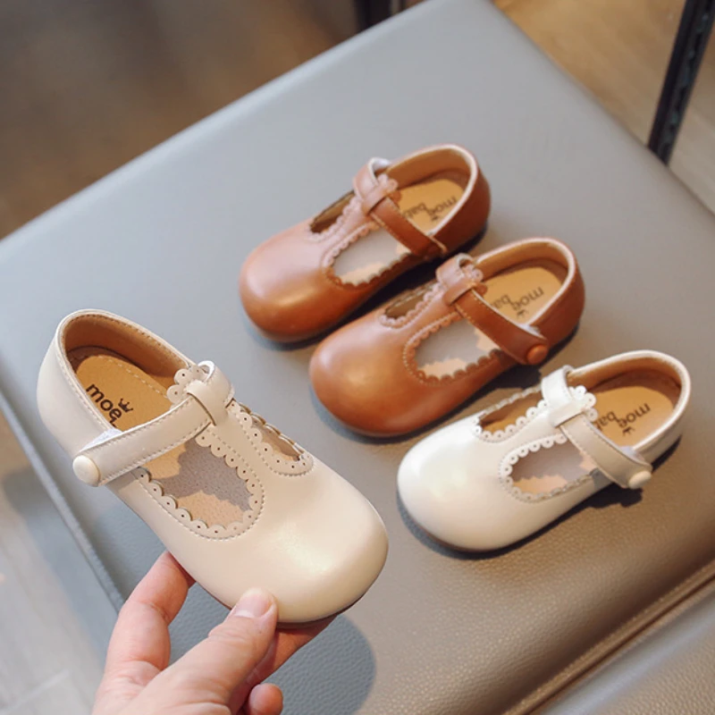 

Girls Leather Shoes Toddlers Kids Flats Spring Autumn Princess Sweet Little Children Mary Janes Casual Solid Color Soft PU Shoes