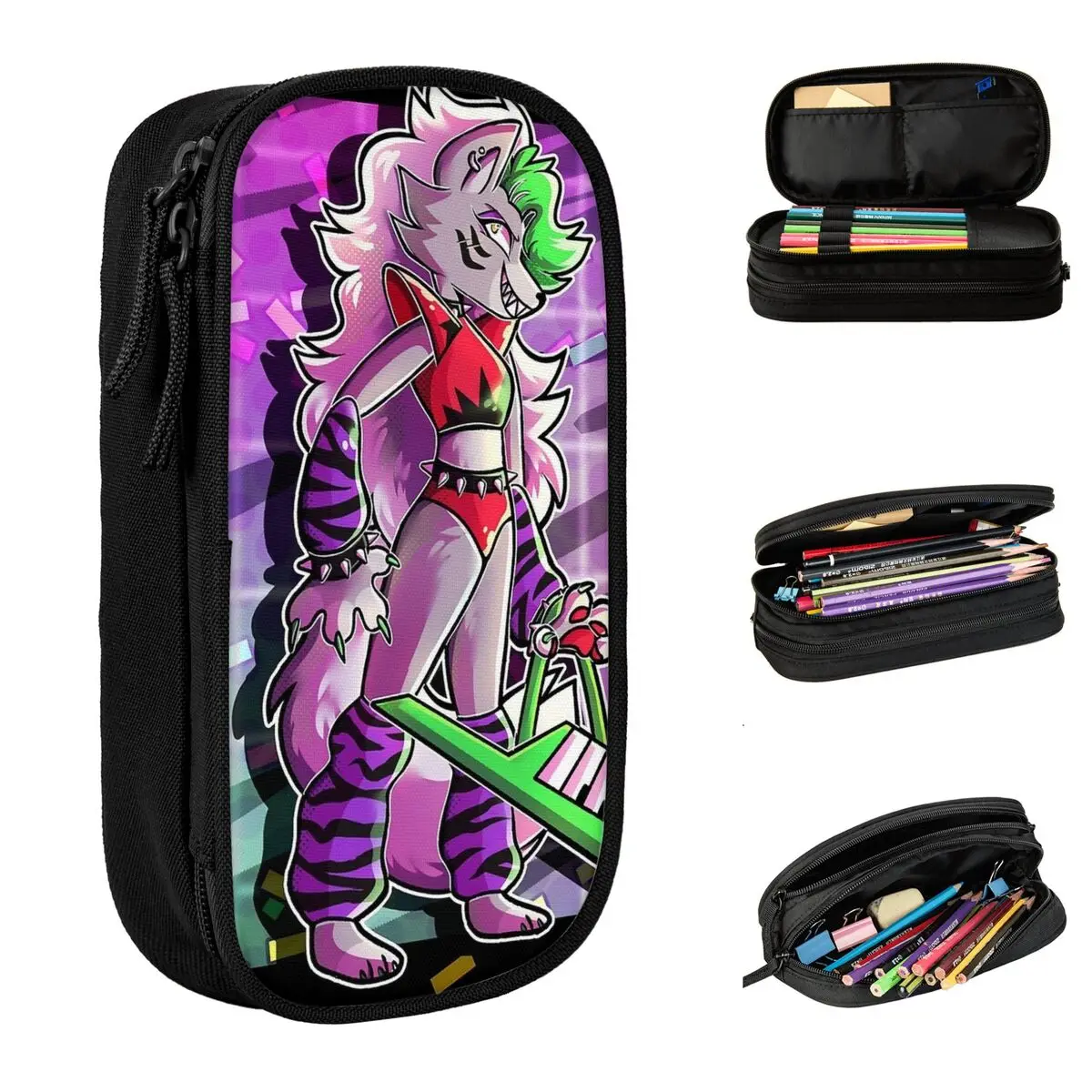 Roxanne Wolf FNAF Game Pencil Cases Cute Security Breach Pen Box Bag Girl Boy Big Capacity School Supplies Gift Pencil Box