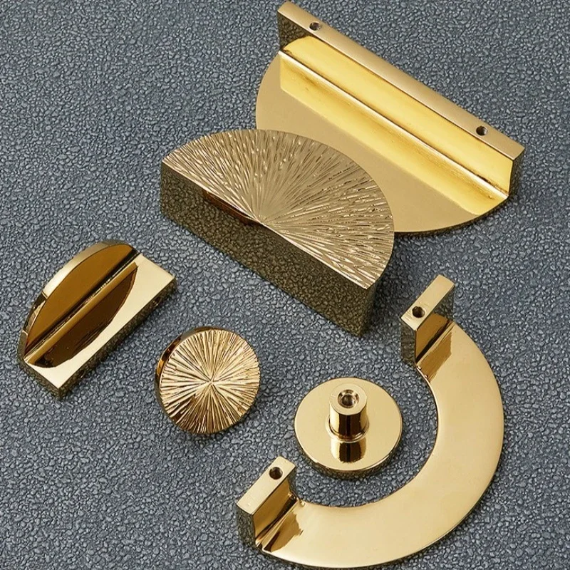 Solid Brass Cabinet Handle Bright-gold Wardrobe/cupboard Door Pull Silver Light-luxury Single-hole Drawer Knob Furniture Handles