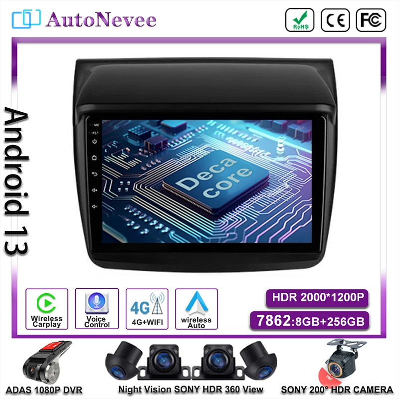 

Android 13 Car Dvd For Mitsubishi Pajero Sport 2 L200 Triton 2008 - 2016 GPS Navigation Stereo Head Unit Touch Screen Dash Cam