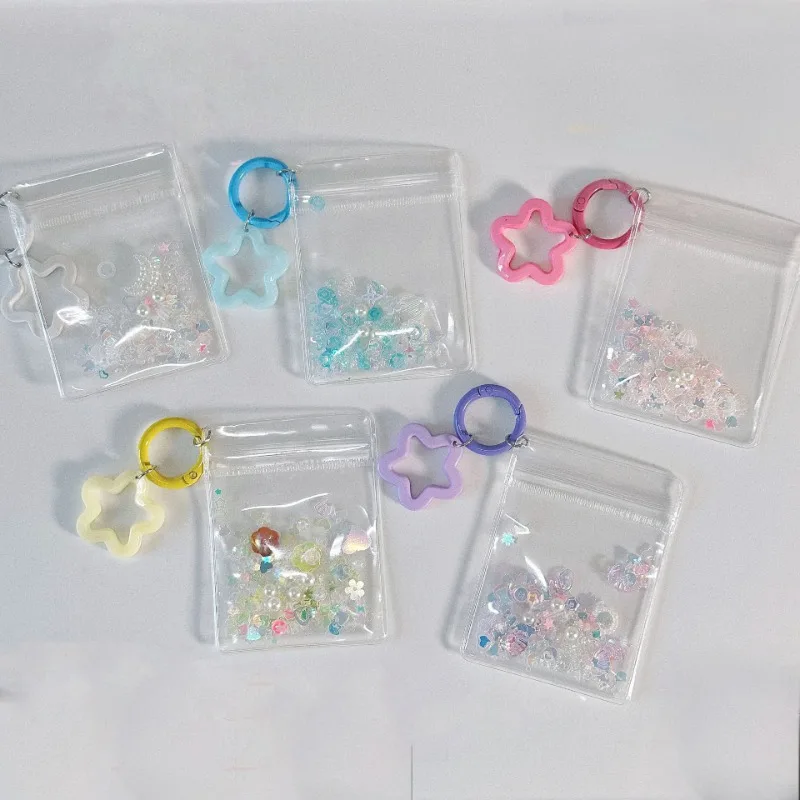 1pcs Cartoon Doll Storage Bag Keychain Transparent  Thicken Wallet Girl Children Kawaii Bag Pendant Accessories