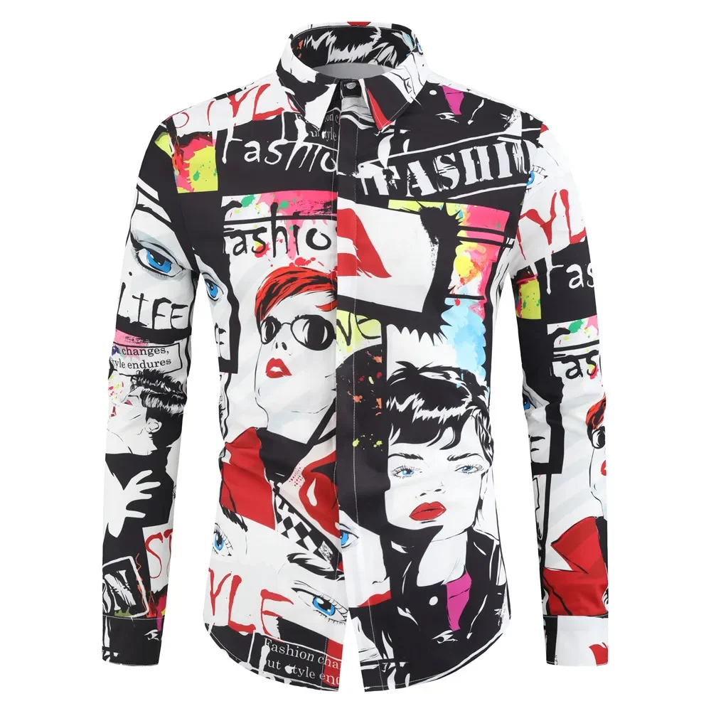 

New Men's Shirt Long Sleeve Hawaiian Style 3D Print Men's Fashion Casual Comfortable Shirt Top Plus Size Loose Button Men