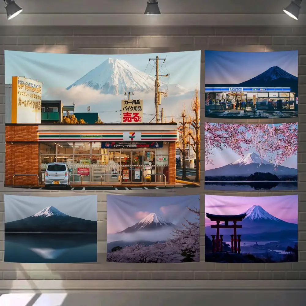 Beautiful Scenery Mount Fuji Tapestry Custom Living Bedroom Party Dormitory Interior Wall Bohemian Decoration Attached Clip