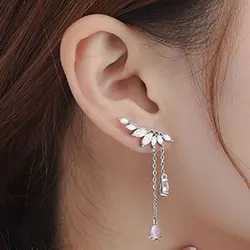 Fashion Earings Water Drop Tassel Earring Jewelry Leaf Ear Crawlers CZ Zircon Wing Stud Earrings for Women Ear Climber Girls