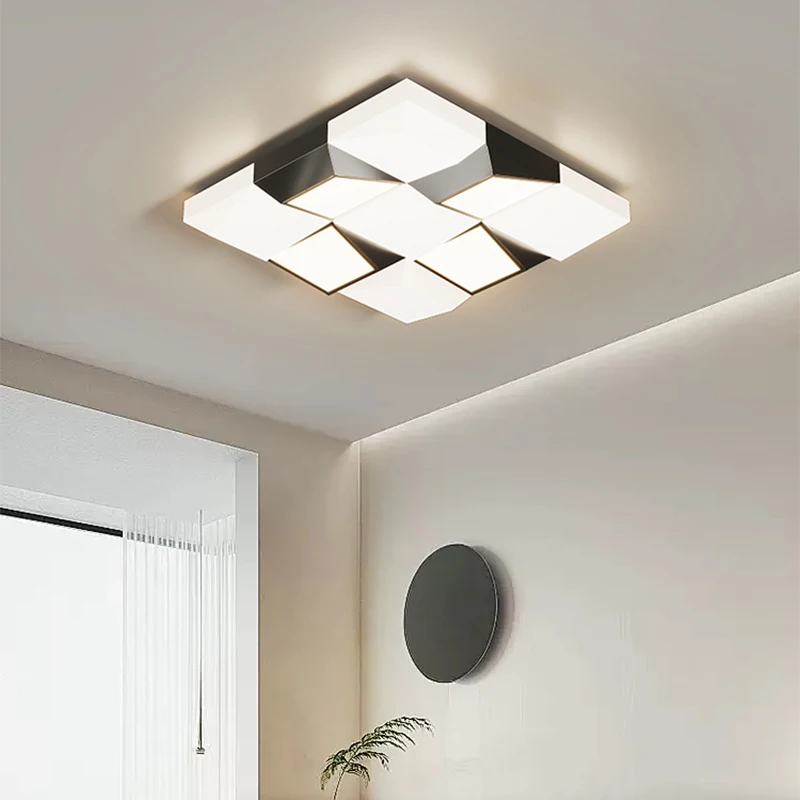 

Modern Minimalist Square Ceiling Lights Led Ceiling Lamp Dimmable Black And White Fashion Indoor Lighting Fixtures Lampara Techo