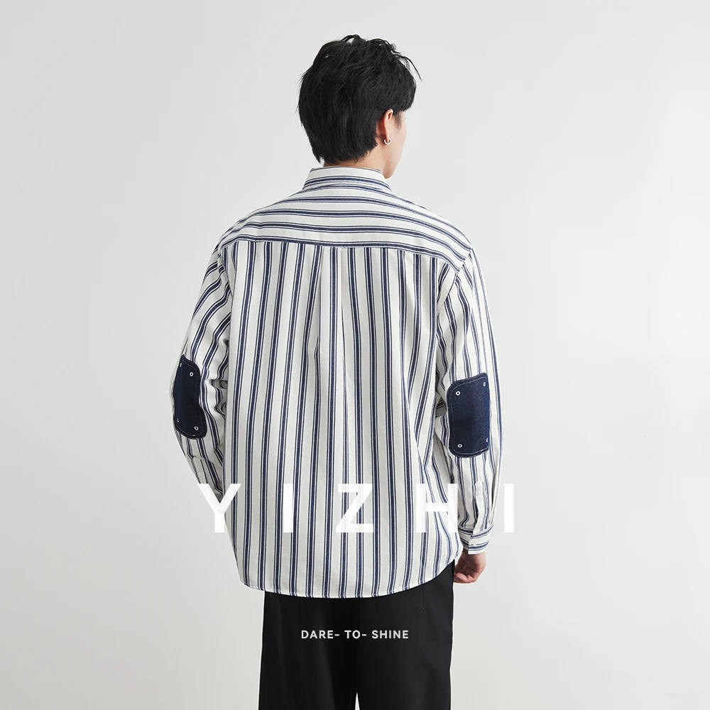 Men's Long Sleeve Striped Shirt 2025 Autumn New Japanese Fashion Youth All-match Casual Shirt Coat Jacket Men's Clothing
