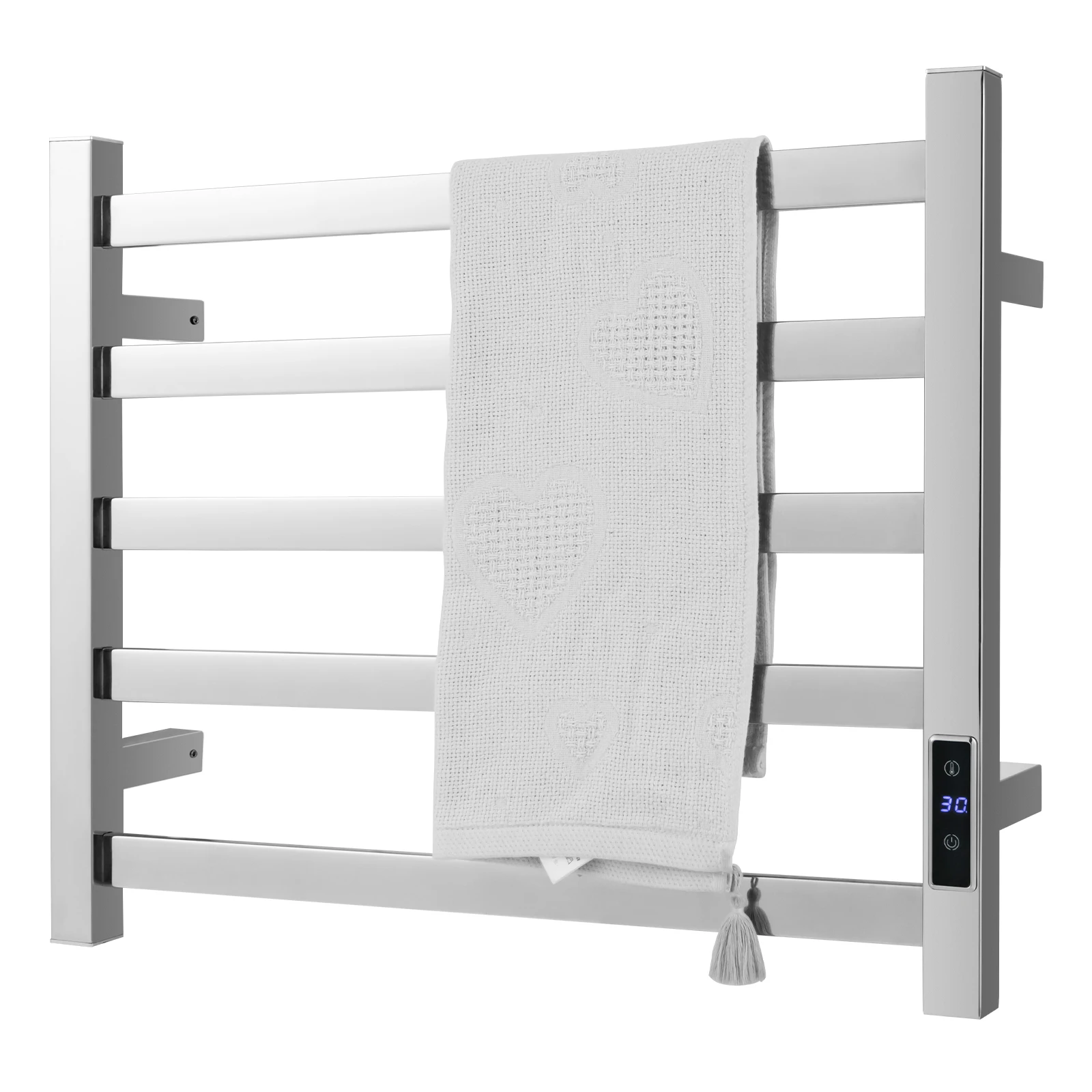 Towel Warmer Electric towel Holder Radiator, 20 Minutes to 60 °C, 8 Hours Timer & Overheat Protection with LED Display