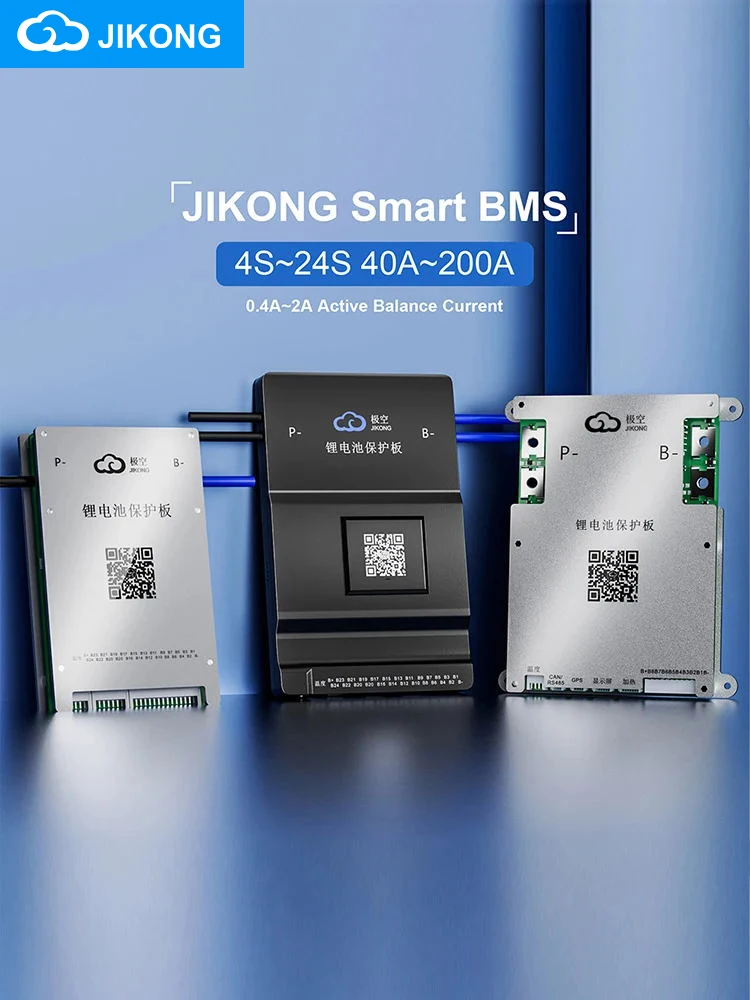 JKBMS Smart BMS mit BT APP RS485 CAN 1A 2A Active Balance für 2S~24S LiFePo4 Li-Ion LTO Akku 40A~200A Strom Jikong BMS