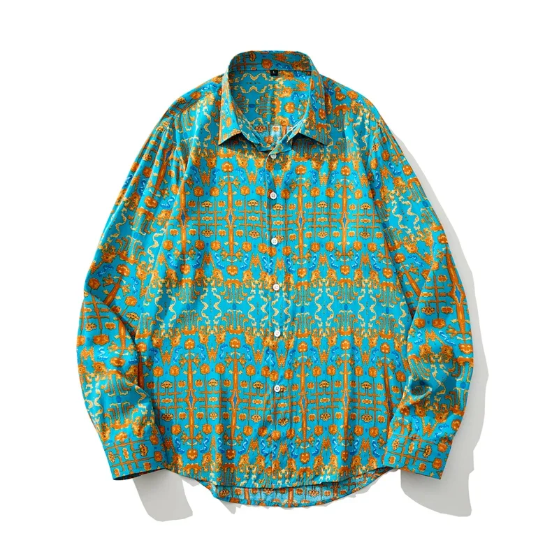 Men's New Spring/Summer Trendy and Handsome Northeast Special Printed Long Sleeved Shirt