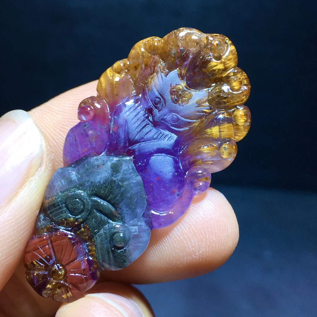 

Natural Cacoxenite Red Auralite 23 Fox Pendant Jewelry 50.5/18.8/12.1mm Yellow Rutilated Canada Women Men AAAAA