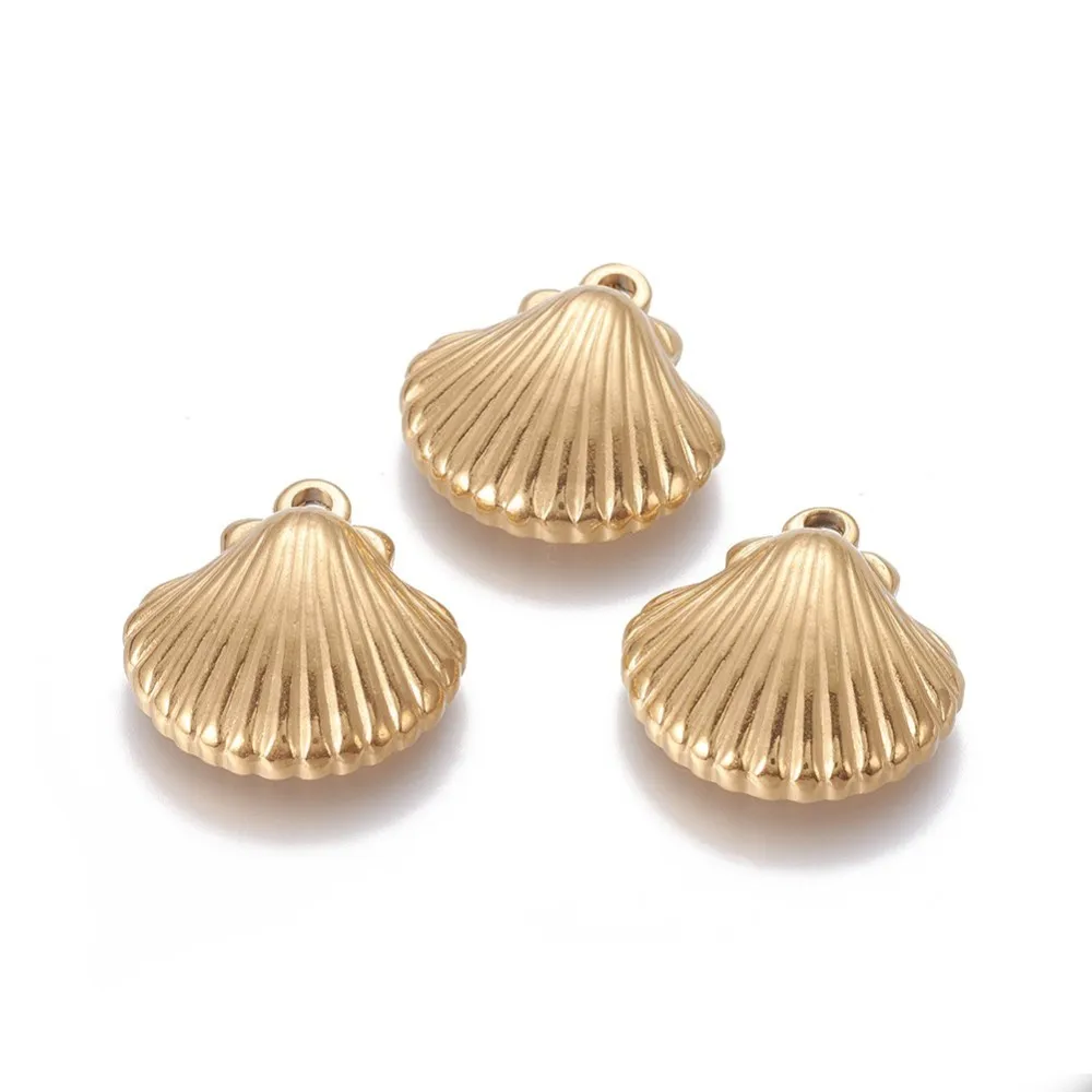 30pcs 304 Stainless Steel Scallop Shell Pendants for jewelry making DIY Charms bracelet necklace Beach Crafts Home Decor