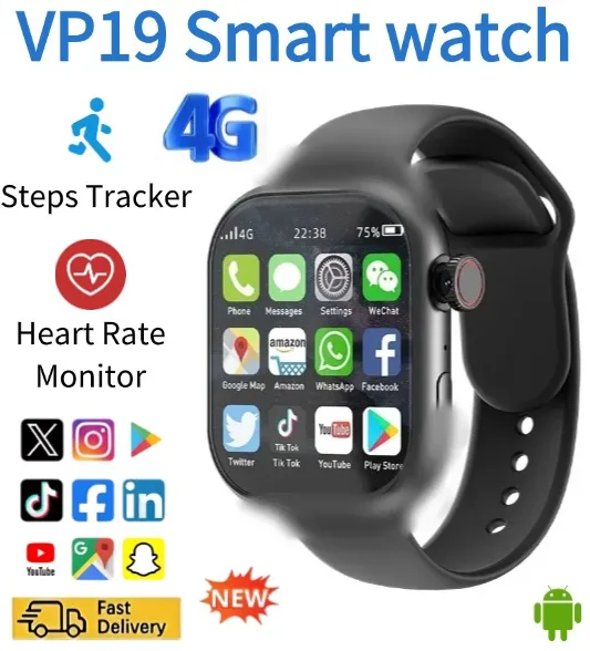 

Latest Generation VP19 Smartwatch Android iOS Support 4G Full Network WiFi Independent SIM Card Rotating Camera GPS