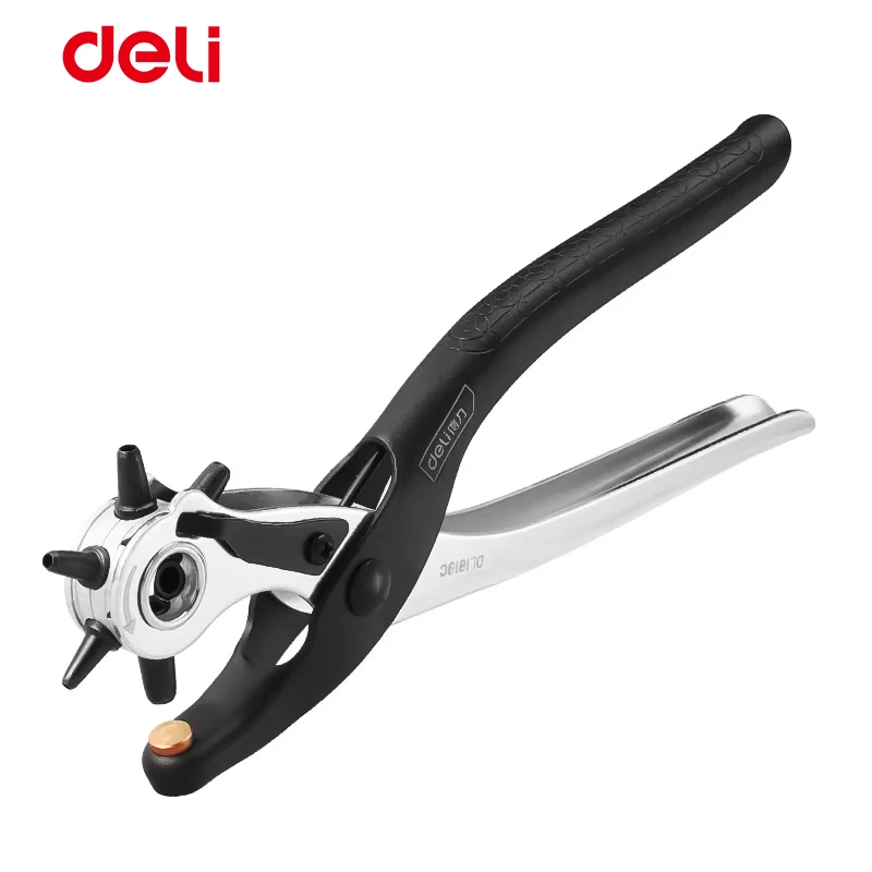 Pince perforatrice ronde de 9 pouces avec 6 tailles interchangeables (2-4,5 mm) et tête de perforation en alliage pour ceintures, sacs en cuir et cartes rigides