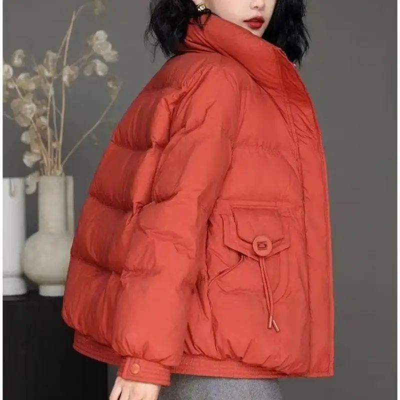 Casacos finos e soltos para mulheres, jaquetas femininas, gola alta, Parkas curtas, tops outwear, nova moda, outono e inverno, 2024