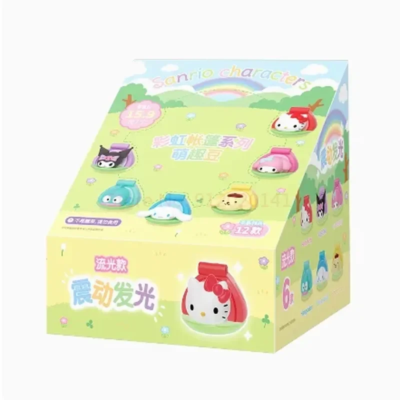 18pcs Sanrio Rainbow Tent Series Cartoon Blind Box Toys Hello Kitty Kuromi Pom Pom Purin Girls Blind Bags Toy Anime Handmade Toy