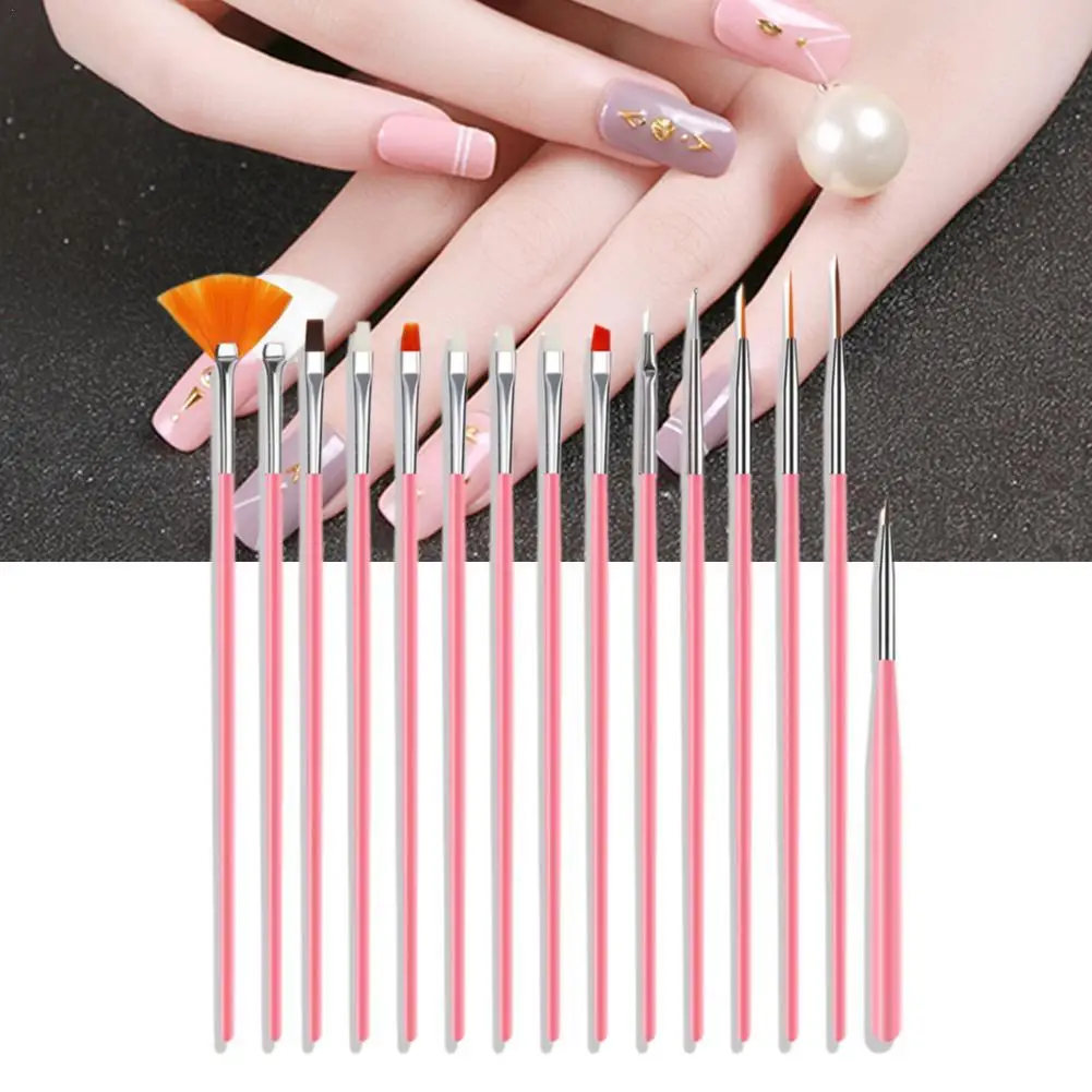 15pcs/set  Professional Nail art Brush Set Armor Supplies Acrylic UV Gel Paint Spot Nails Nail Art Design Drawing Pen Tools