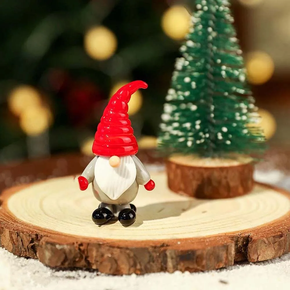 Handcrafted Glass Yoga Santa Glossy Lampwork Miniature Christmas Figurine Artistic Delicate Handmade Glass Ornament Teens