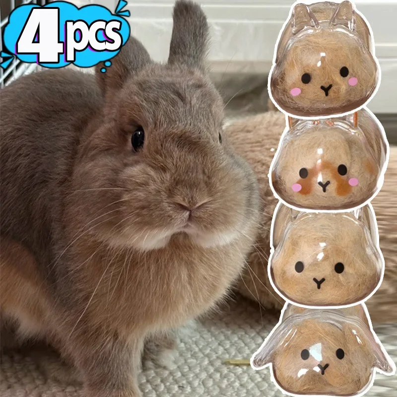 Porte-clés en poils de lapin mignon, pendentif commémoratif, boîte à souvenirs en fourrure transparente, décoration DIY, cadeau significatif pour les propriétaires de lapin, 1 à 4 pièces
