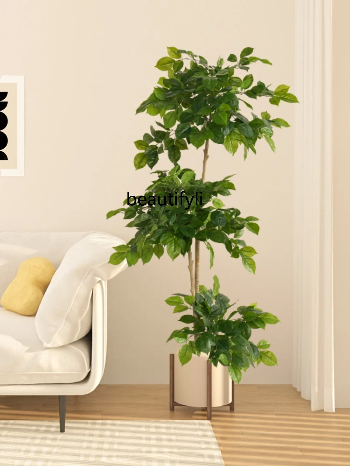 Simulation Plant Happiness Pachira Macrocarpa Living Room Large Floor Fake Green Plant Indoor Domestic Ornaments